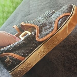 L.A.M.B. Brown and Tan Woven Sneakers